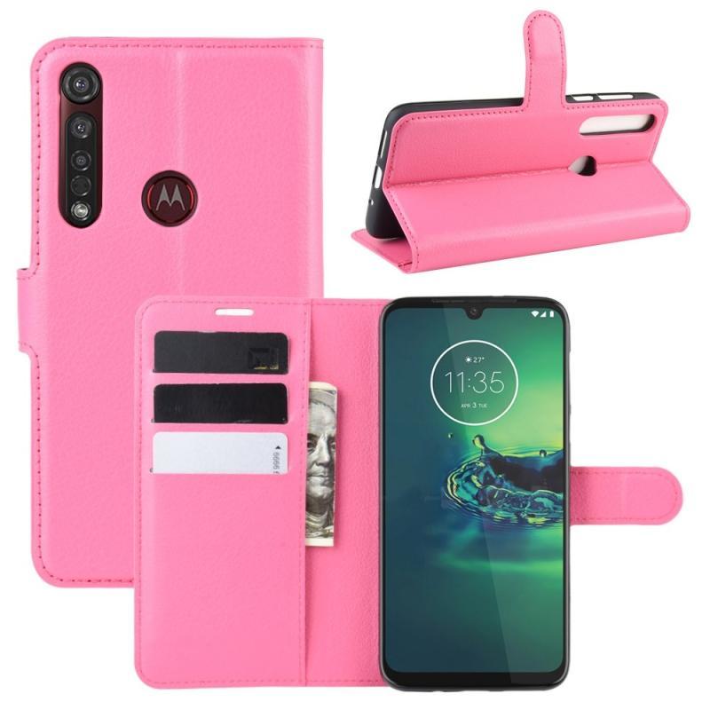 Motorola G8 Plus Læder Cover Pung i Rosa - Elegant Beskyttelse