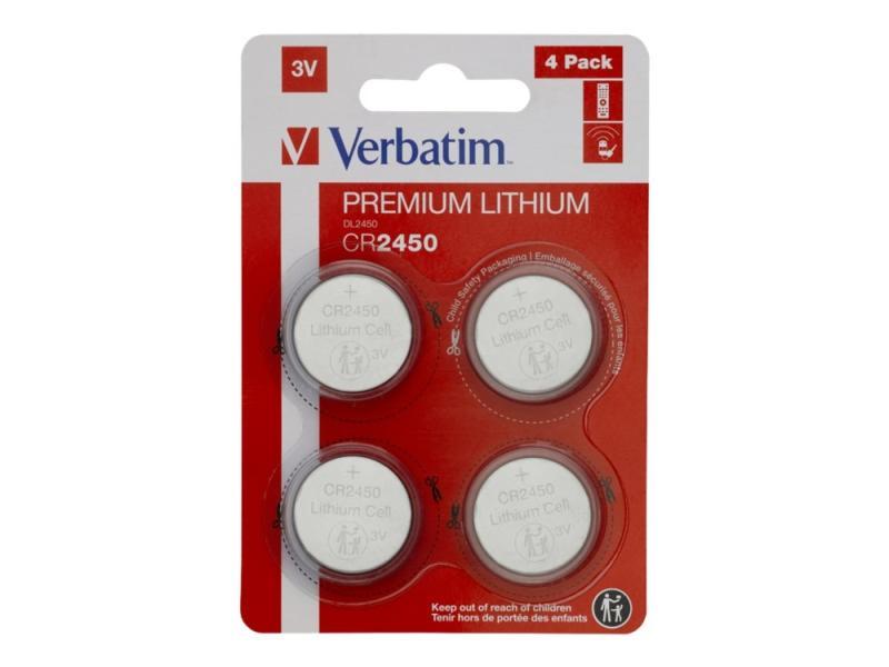 Verbatim CR2450 Lithium Batterier - 4 Pakke